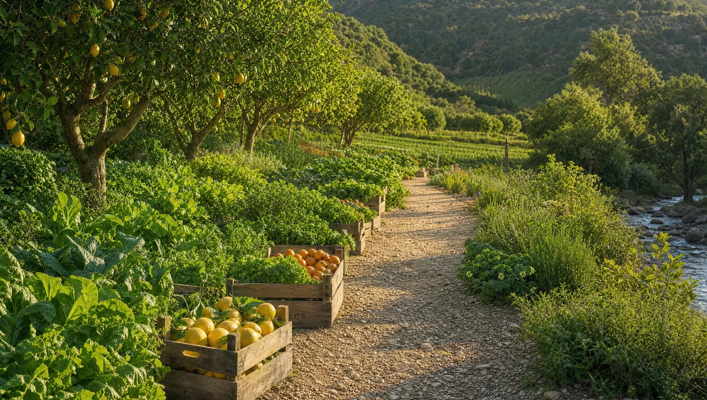 Huerto de citricos en cajas