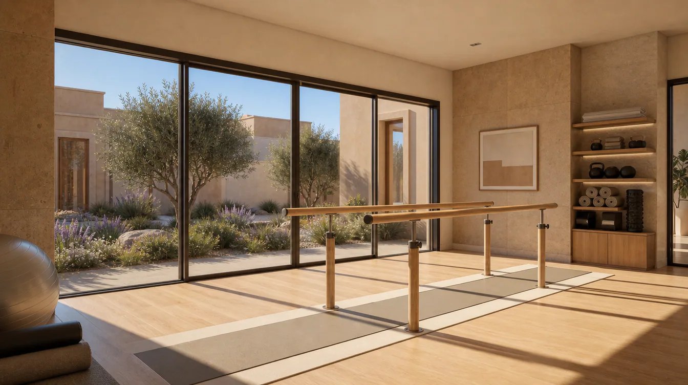 Wellness Center movement studio with garden views